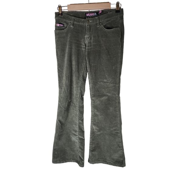Youth BUBBLEGUM Green Tight Corduroy Flare Cuff 90s Jeans SZ 16 (26" Waist) - Picture 1 of 8